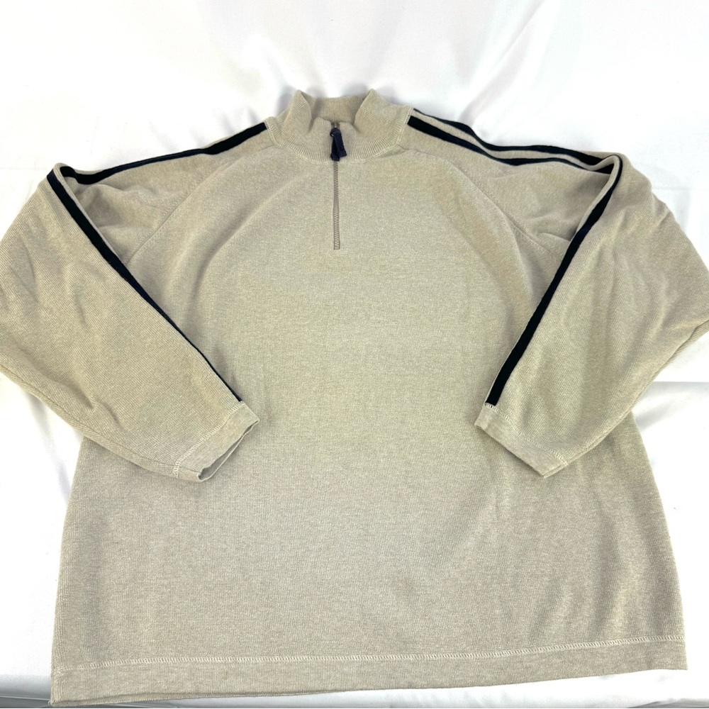 Eddie Bauer cotton stripe sleeve half zip pullover sweater men’s XXL